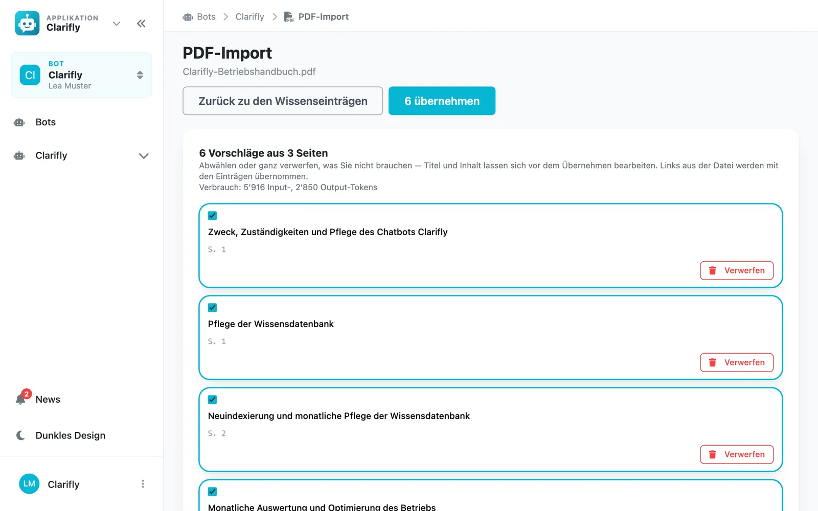 Propositions issues d'un import PDF, avec indicateur de progression